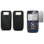 Solid Black Silicone Gel Skin Cover Case + Screen Protector for Nokia E63