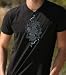 CROWNS GOTH Mens V-neck Modern Gothic Cotton Tee Shirt, Medium, Brown