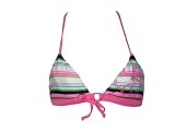 Ocean Pacific Pink Striped Halter Swimsuit-top w/Center Tie