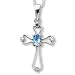 Sterling Silver Blue Topaz Cross Necklace with 18 inch Sterling Silver Chain