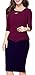 HOMEYEE Women's Elegant Chic Bodycon Formal Dress B288 (M, Burgandy+Dark Blue)