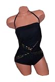 Longitude Swimwear Contrast Band Convertible Bandeau / Halter Tank Style Swimsuit