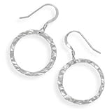 Round Textured O Sterling Silver Dangle Earrings