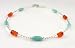 Sterling Silver Carnelian and Turquoise Beaded title=