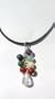 Chakras Necklace Gemstone Beaded Black Leather Cord 18"