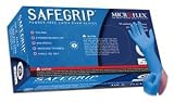 Microflex Safegrip PF Latex Gloves, Blue, 50/bx