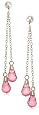 14k White Gold Pink Topaz Double Briolette Drop Earrings