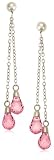 14k White Gold Pink Topaz Double Briolette Drop Earrings