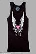 Mad Design Black Large Wing Studded Crystalled Heart Tank Top