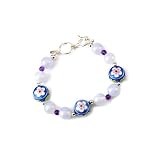 Chalcedony and Amethyst Enamel Finish Fashion Bracelet in Sterling Silver