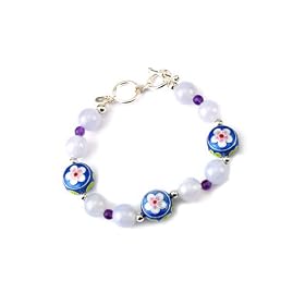 Chalcedony and Amethyst Enamel Finish Fashion Bracelet in Sterling Silver by Chalcedony Bracelets