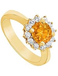 Citrine and Diamond Ring 14K Yellow Gold - 1.50 CT TGW