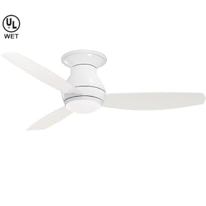 Emerson Fans CF152WW 52″ Curva Sky Contemporary Outdoor Flush White Ceiling Fan w/ Light & Remote