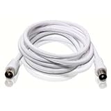 1M White Coaxial RF TV Aerial Male to Male Lead Cable