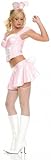 4Pc Vinyl Bunny Include Headpiece,Underwired Top,Lace Up Waist Cincher,Gartered Skirt (Pink;Large)