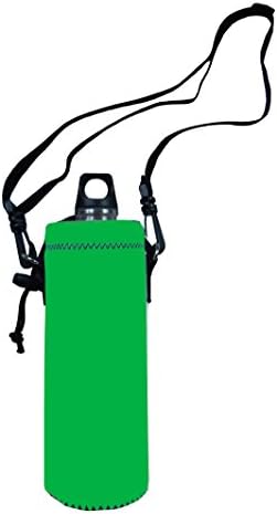 Colorfulbags® NEW HOT Selling Pure Green 1000ml (1L / 1 Liter) Neoprene Insulated Sport Water Bottle Holder Case Cover Sleeve Bag Wide Mouth Pouch with Shoulder Strap