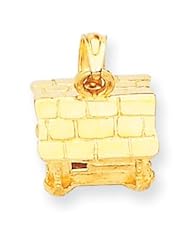 14k Gold 3-D Log Cabin Pendant