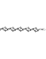 Sterling Silver Double Dolphin Charm Bracelet , 3/8 inch (10 mm).