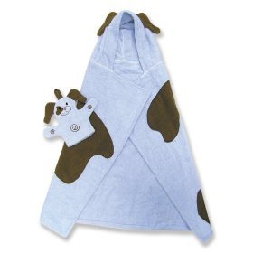 Blue Puppy Character Hooded Towel w/Bath Mitt