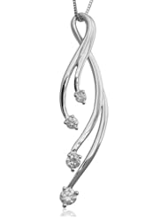 14k White Gold Ribbon Journey Diamond Pendant Necklace (GH, I1-I2, 0.32 carat)