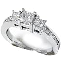 1.50CT Three Stone Past Present Future 14k White Gold Princess Cut Diamond Engagement Anniversary Ring color (G/H) clarity (I1)