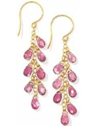 14k Solid Gold Pink Tourmaline Briolette Earrings( 9.90 cts.tw.)