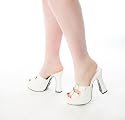 Mia - White Double Buckle Platform Sandals/Shoes with 5 inch High Heels
