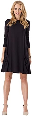 Sheinside Women Long Sleeve Pocket Casual Loose T-Shirt Dress