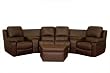 Leather Curved 7-pcs Home Theater Sectional in Brown