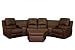 Leather Curved 7-pcs Home Theater Sectional in Brown