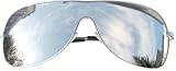 Lunettes de soleil unisexe aviateur argent avec verres miroir, et la pochette de protection, l'étui, le chiffon et le cordon