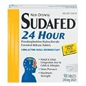 Sudafed 24 Hour, Non-Drowsy Nasal Decongestant, Coated Caplets - 10 Ea