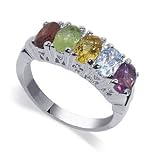 Multicolor Sterling Silver Band Gemstone Ring