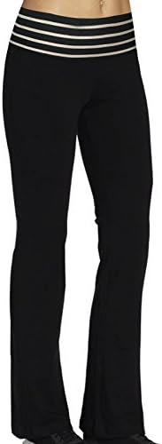 4HOW Women's Yoga Pants Running Workout Trousers Boot-cut Black S