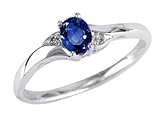 Blue Sapphire Gemstone Ring with Diamonds in White Gold