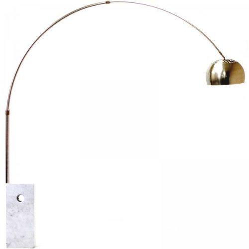 LexMod Arco Style Lamp with Large White Cube Marble Base On Sale