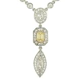 Marquise and Fancy Yellow Diamond Pendant 1.47cttw