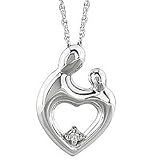 .01ctw Mother and Child Diamond Heart Pendant