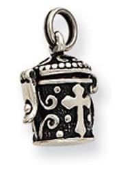 Sterling Silver Antiqued Cross Prayer Box Charm