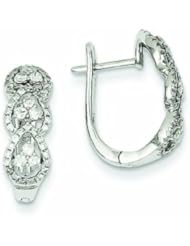0.5 Carat 14K White Gold Diamond Heart Pattern Hinged Hoop Earrings