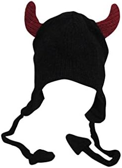 BLACK DEVIL Mohawk Sport 100% Wool Animal Hat Fleece Lined Beanie Ski Cap