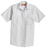 NEW CornerStone - Short Sleeve Striped Industrial Work Shirt Grey/White-4XLR