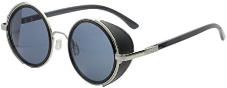 Kaizi Womens Mens Vintage Sidestreet Crosswalk Gothic Style Round Steampunk Sunglasses Silver Frame Smoke Lens