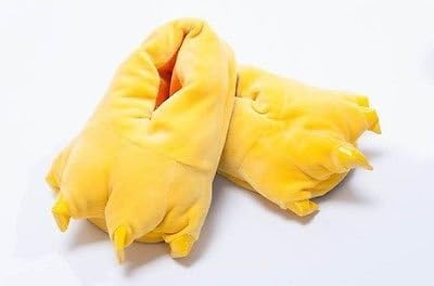 NiniMoe Yellow Children Animal Dinosaur Godzilla Monster Paw Claws Feet Soft Plush Stuffed Warm Winter Home Slippers Pajamas Party Costume Cosplay Shoes for Kids Boys Girls (EU Size: S 31-35)