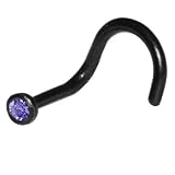 Black BIOPLAST Tanzanite SWAROVSKI Nose Screw Ring