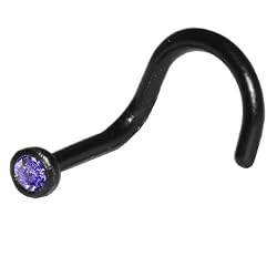 Black Bioplast Tanzanite Swarovski Nose Screw Ring