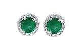 0.85 ct Genuine Oval Emerald Earrings with Diamonds in 14Kt White Gold