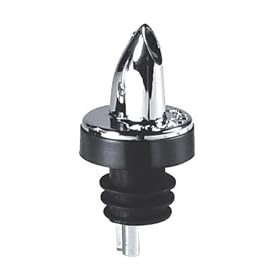 Liquor Pourer Deluxe Chrome Spout With Black Collar, 12 per bag, 12 BG 