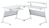 Silver Corner Desk With Frosted Tempered Glass