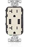 Leviton T5832-T Combo Duplex Receptacle, 20 Amp Usb Charger (Light Almond)